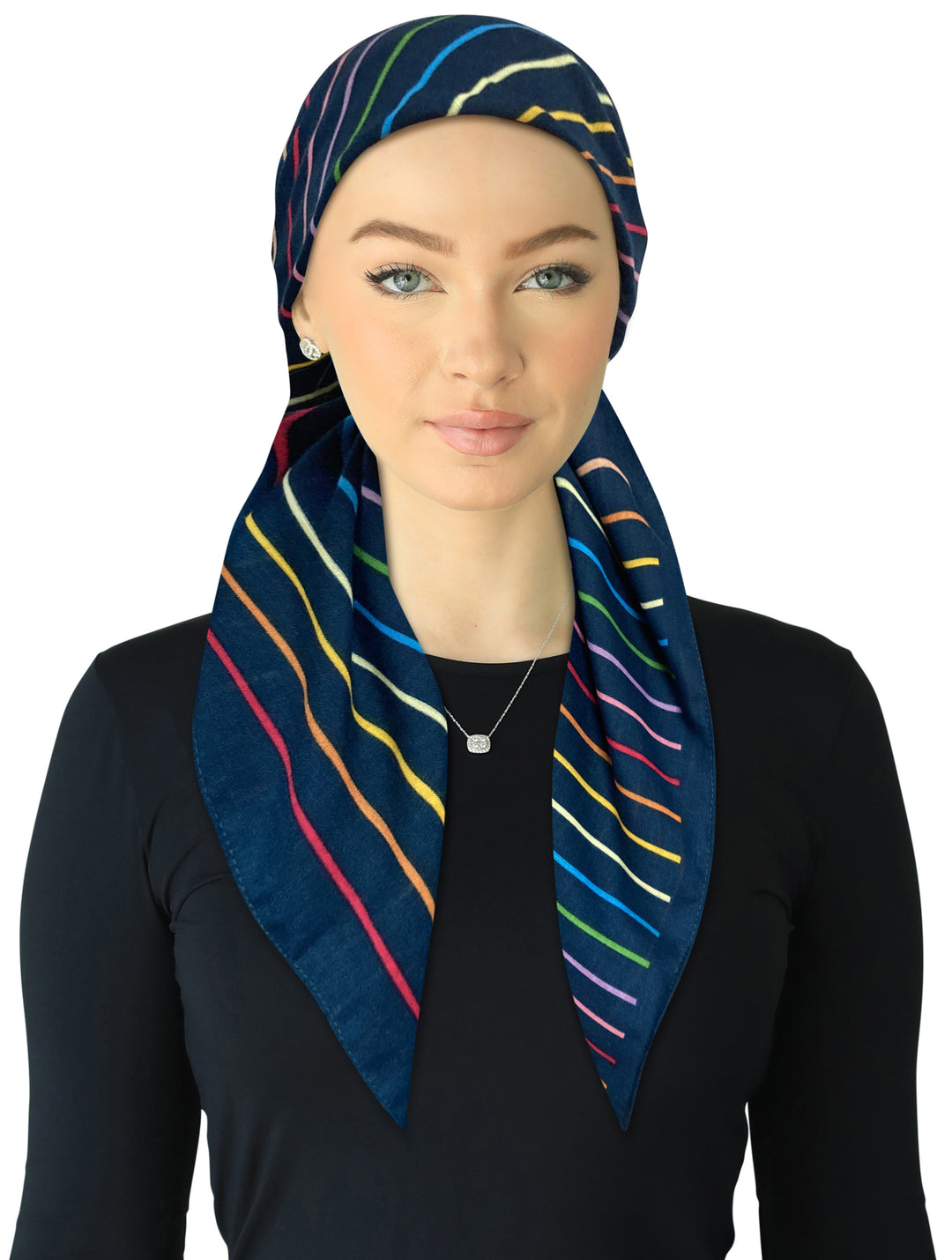 headscarf open bold stripes
