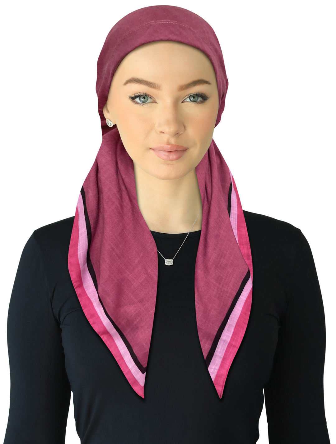 headscarf open solid with triple color edge