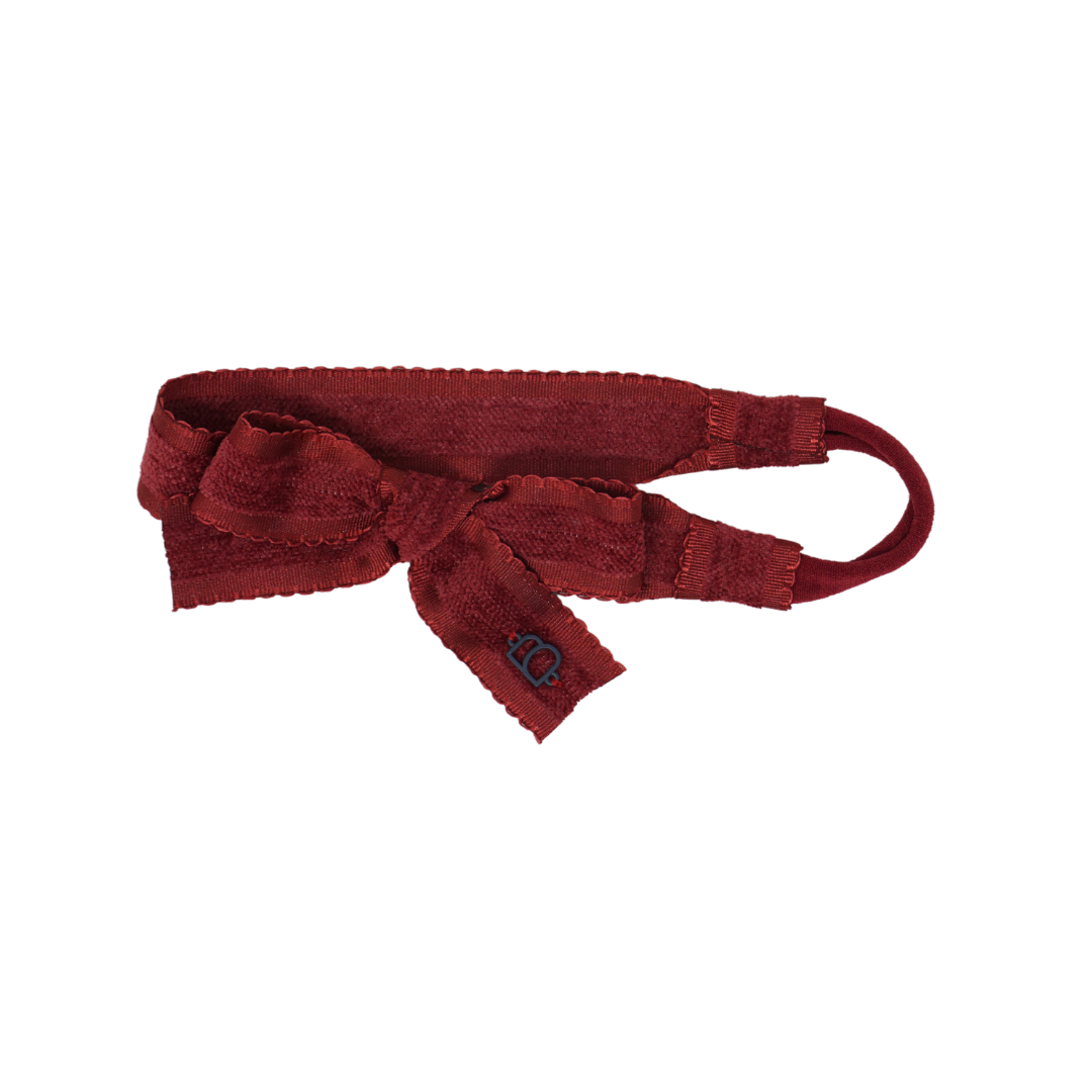 sweatband with bow scallop edged grosgrain velvet