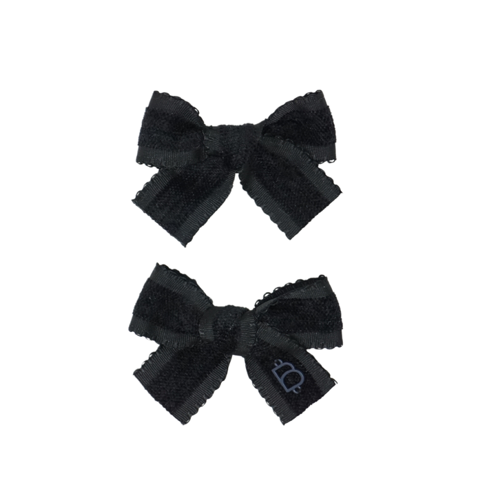 clip scallop edged grosgrain velvet bow set