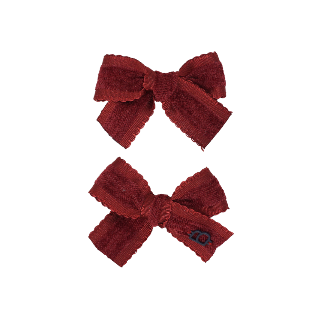 clip scallop edged grosgrain velvet bow set