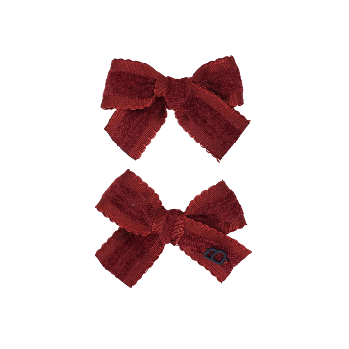 clip scallop edged grosgrain velvet bow set