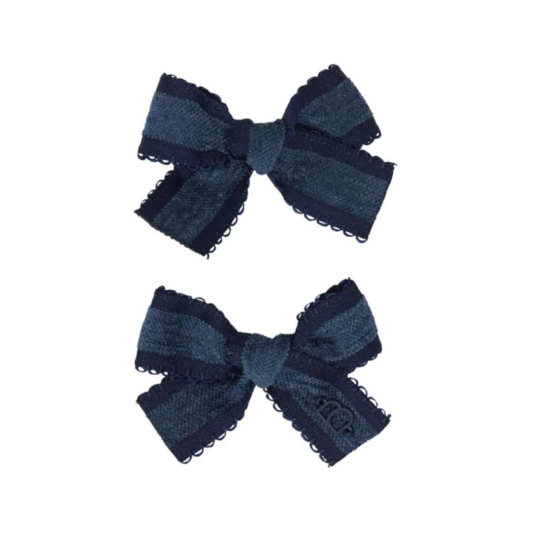 clip scallop edged grosgrain velvet bow set