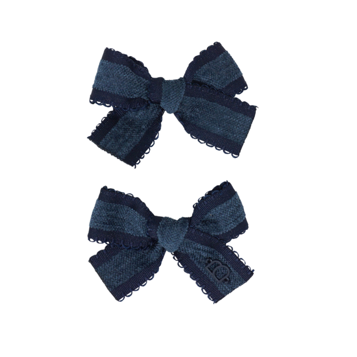 clip scallop edged grosgrain velvet bow set