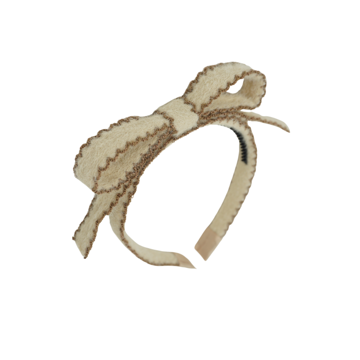 headband luxe bow scalloped mohair