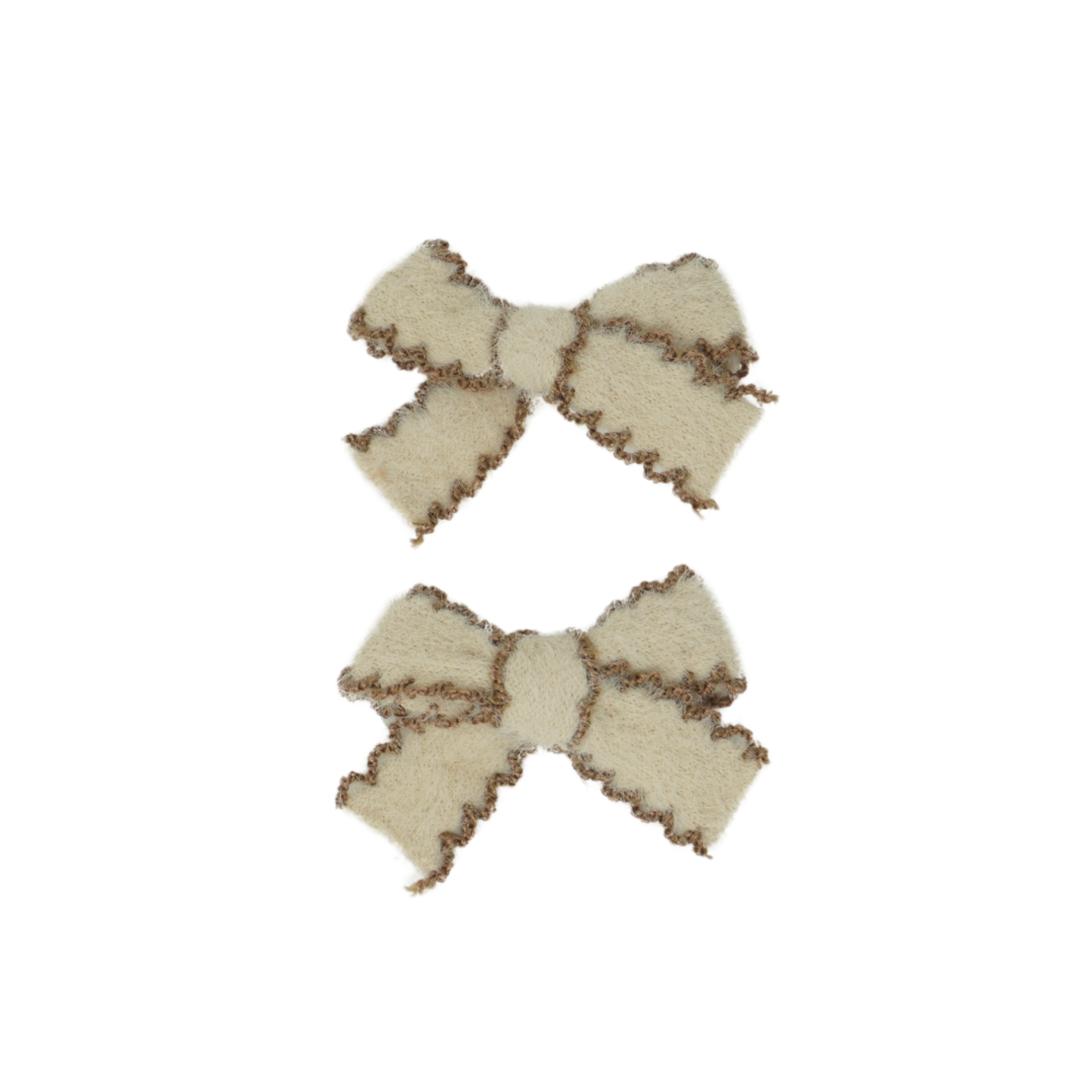 clip bow scalloped mohair set