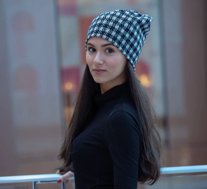 beanie houndstooth sweater