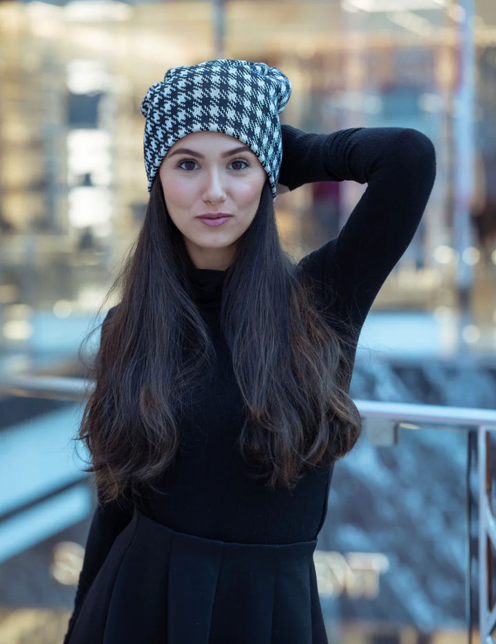 beanie houndstooth sweater