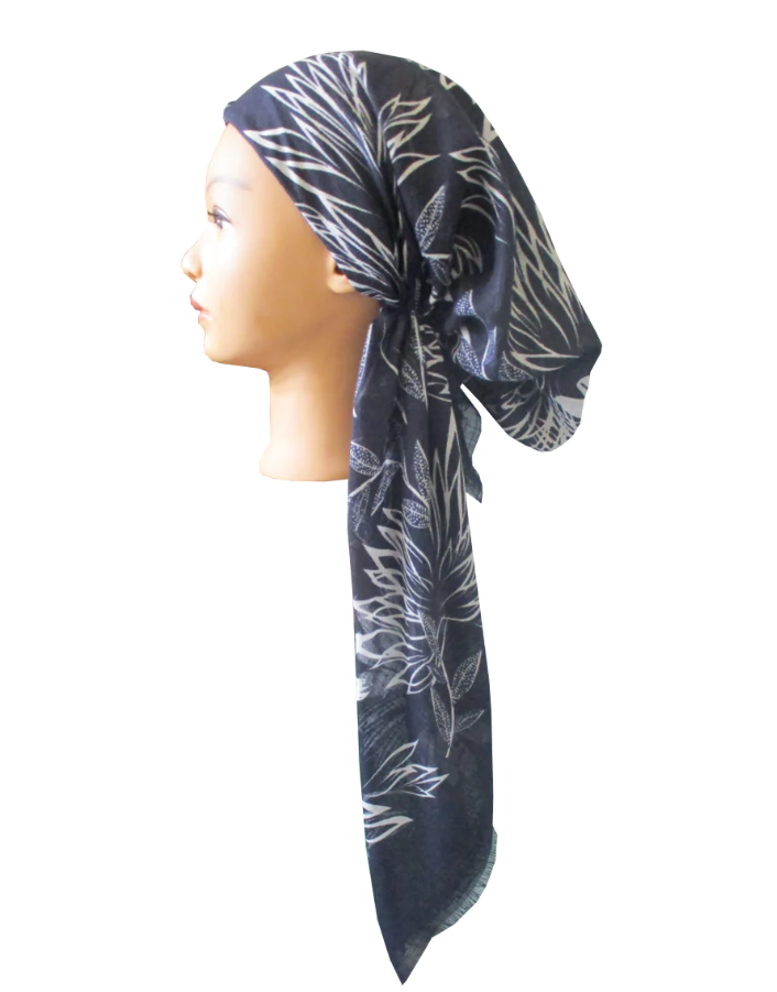 headscarf pretied floral leaves