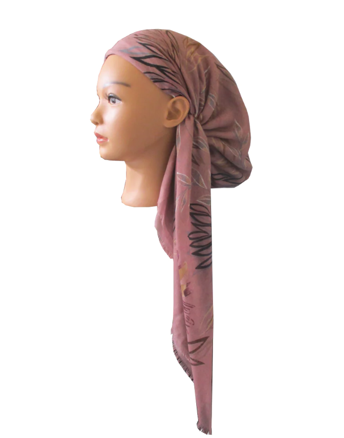 headscarf pretied floral leaves