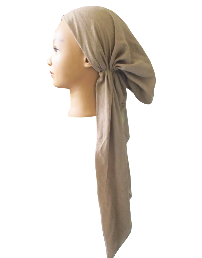 headscarf pretied heathered denim