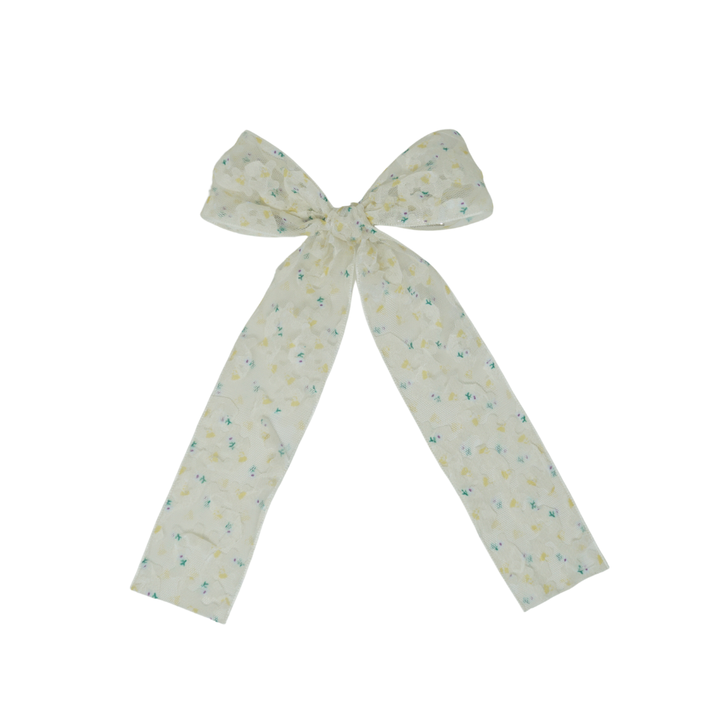 clip sheer 3d flower printed ribbon bow