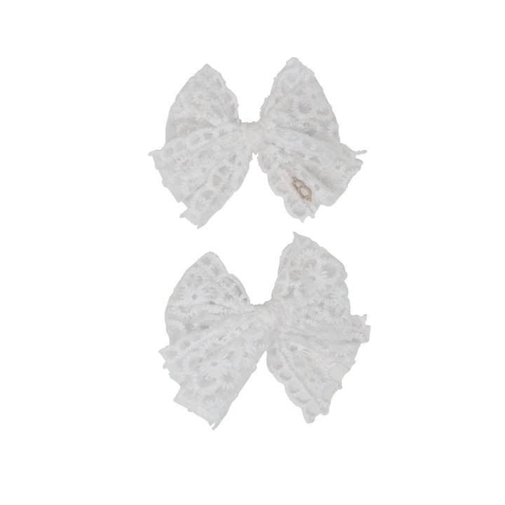 clip sheer floral cut ribbon bow set