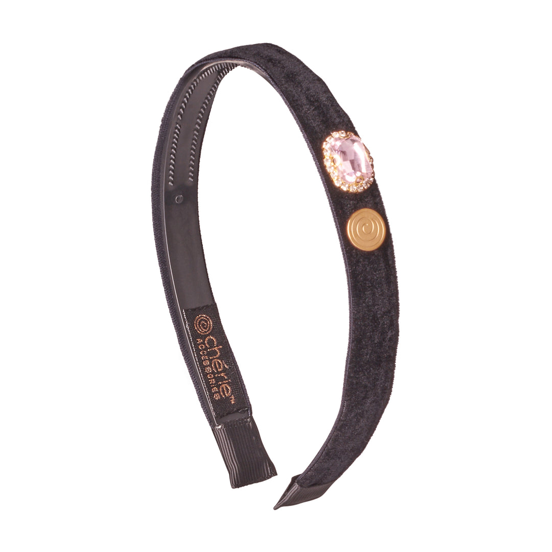 headband hard velvet with stone center narrow