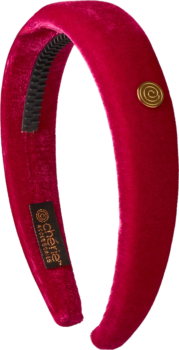 headband hard velvet logo puffy wide