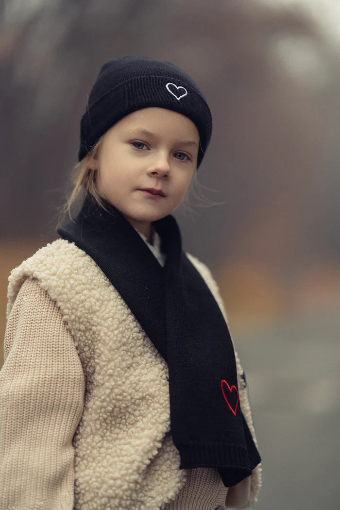 hat embroidered heart beanie with cuff
