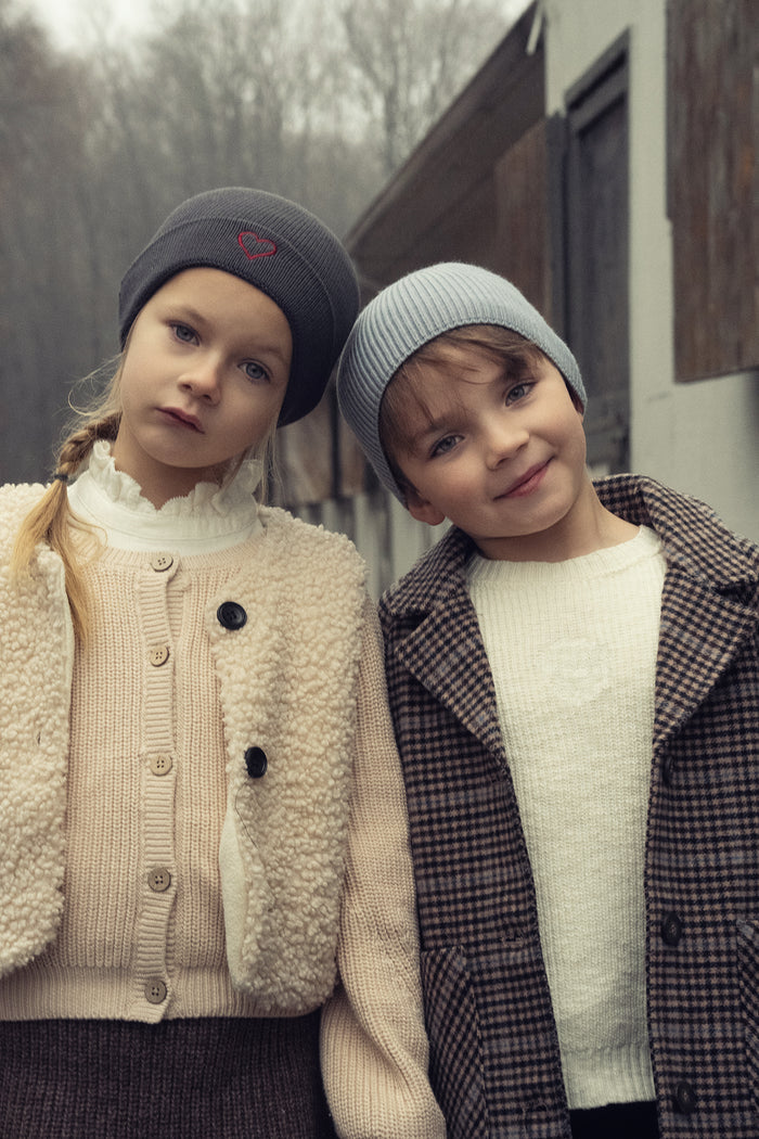 hat embroidered heart beanie with cuff