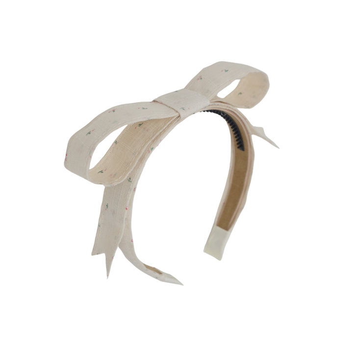 headband tiny floral linen bow