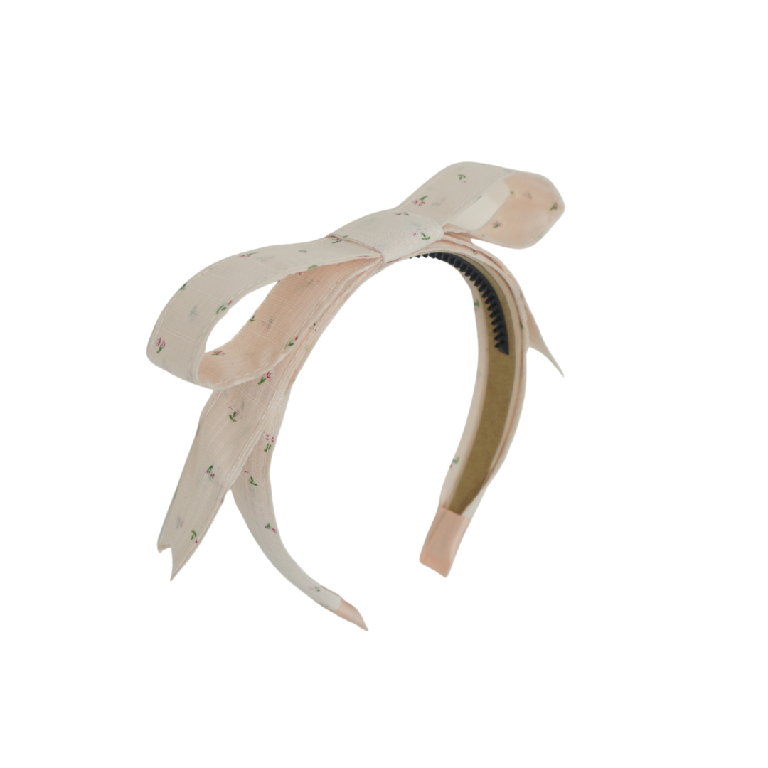 headband tiny floral linen bow