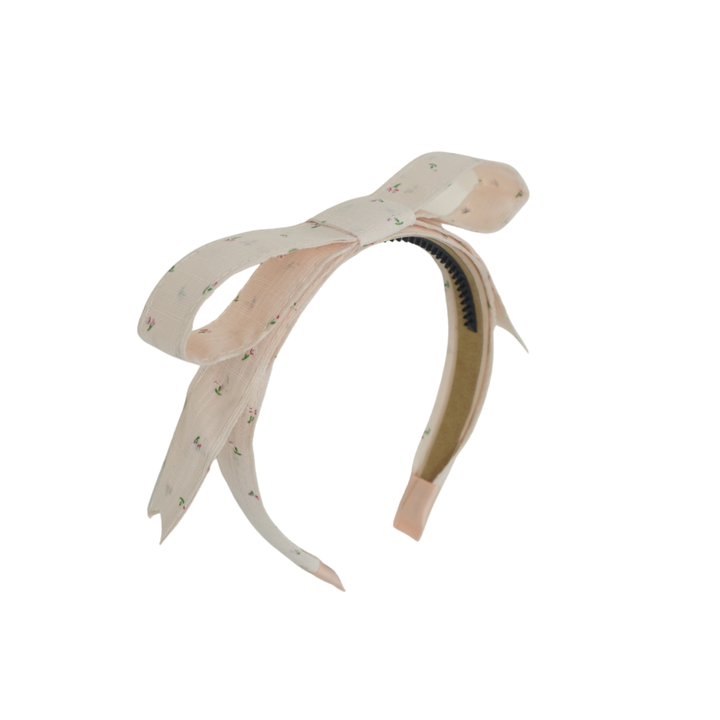 headband tiny floral linen bow