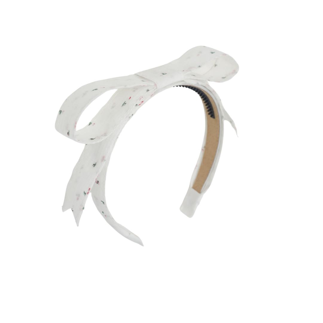 headband tiny floral linen bow