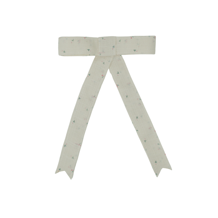 clip tiny floral linen bow