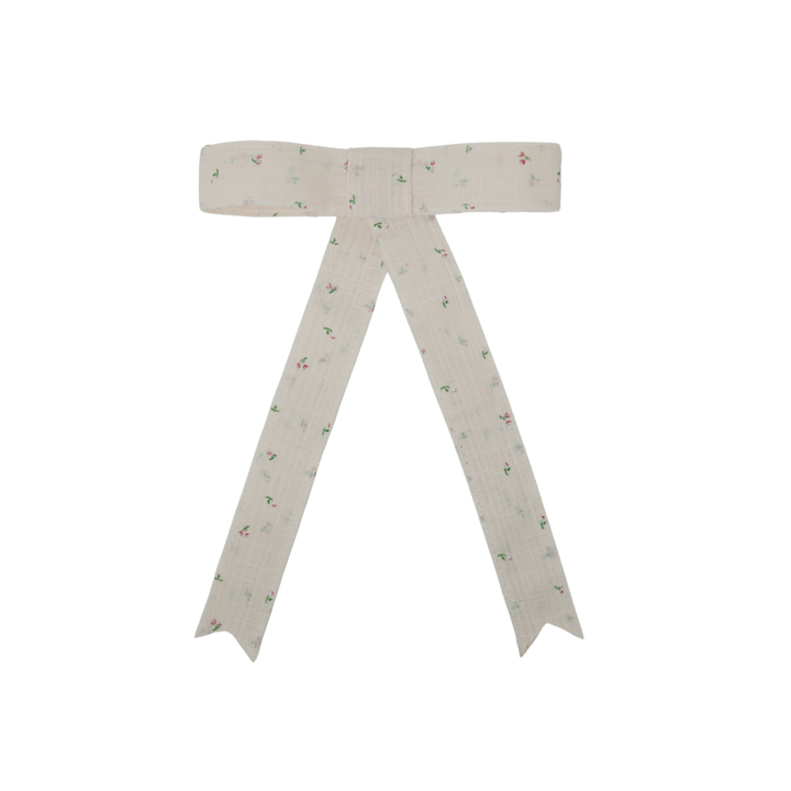 clip tiny floral linen bow