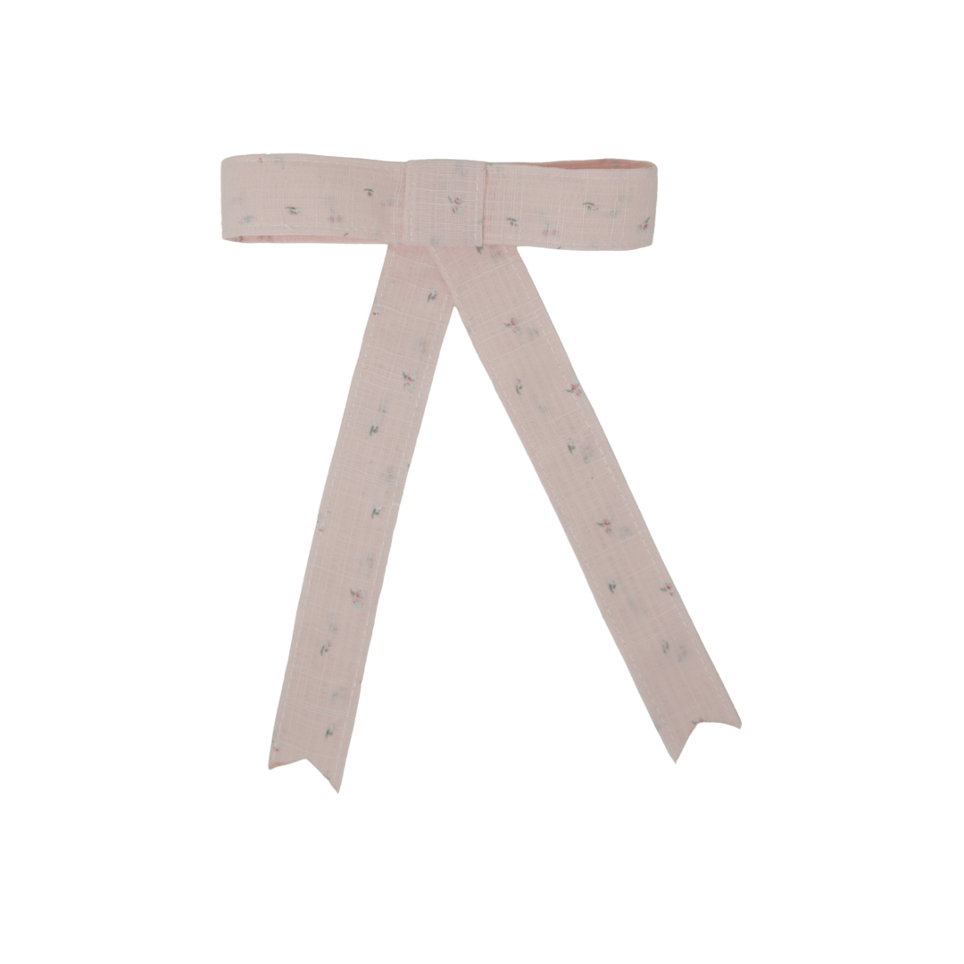 clip tiny floral linen bow