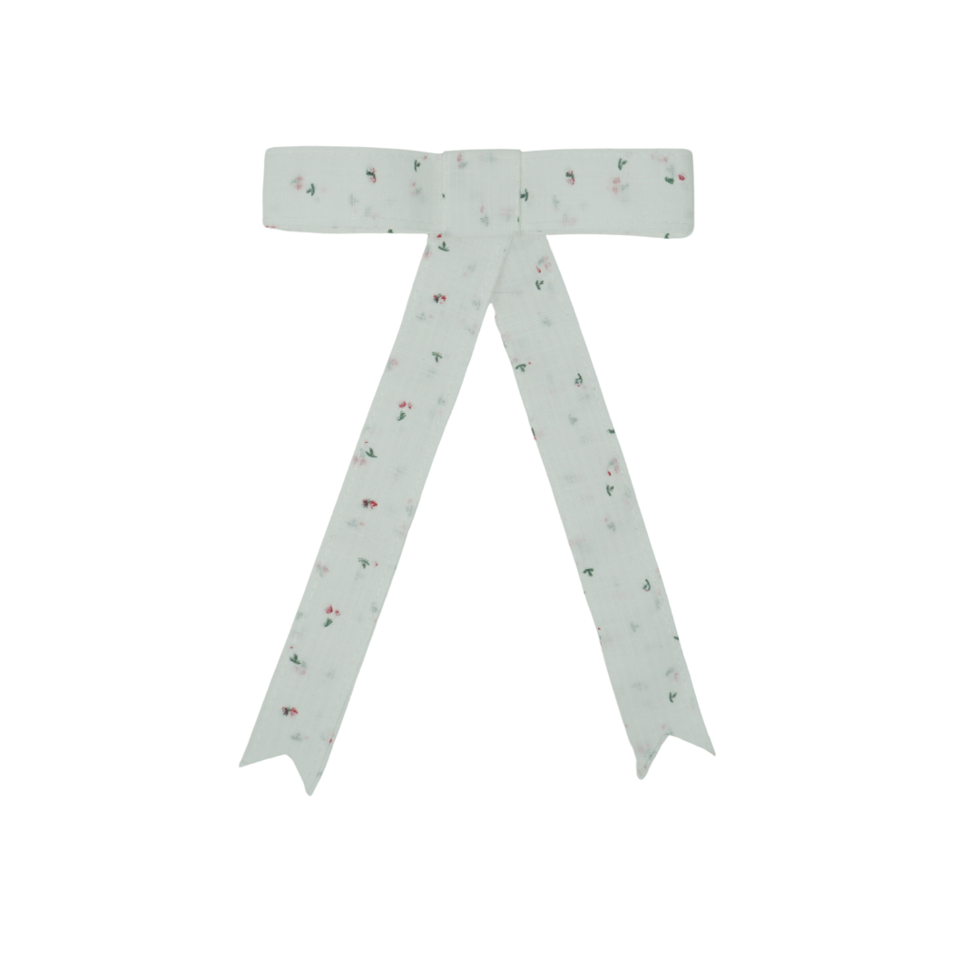 clip tiny floral linen bow