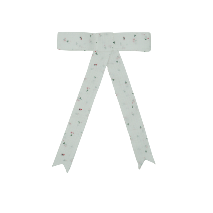 clip tiny floral linen bow
