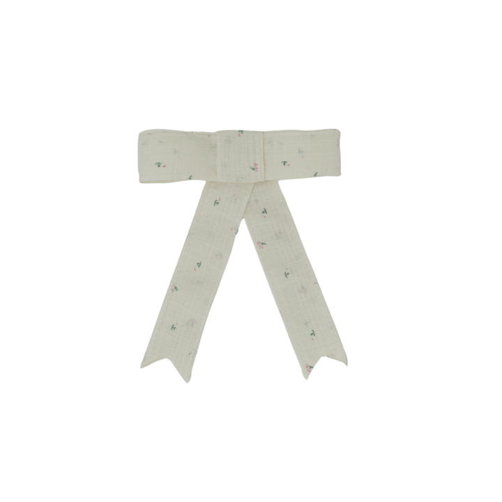 clip tiny floral linen bow
