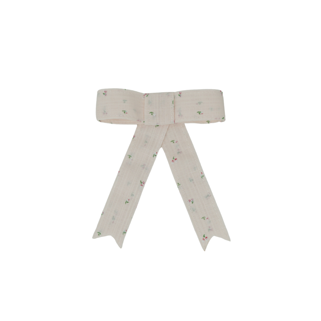 clip tiny floral linen bow