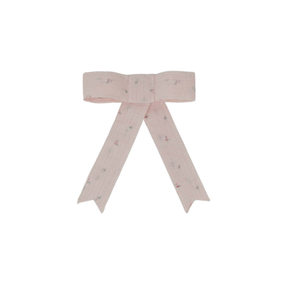 clip tiny floral linen bow