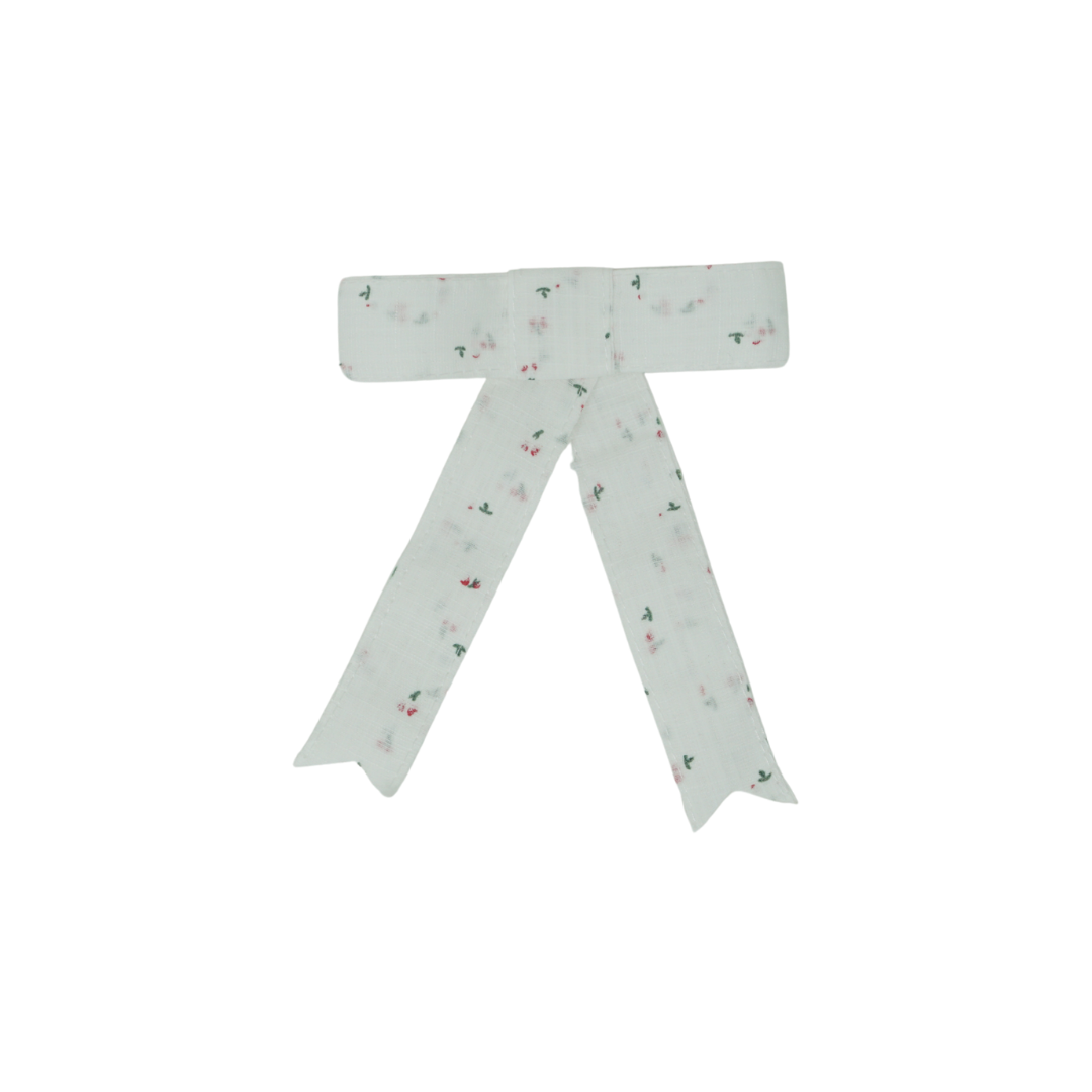 clip tiny floral linen bow