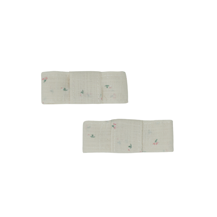 clip tiny floral linen bow set