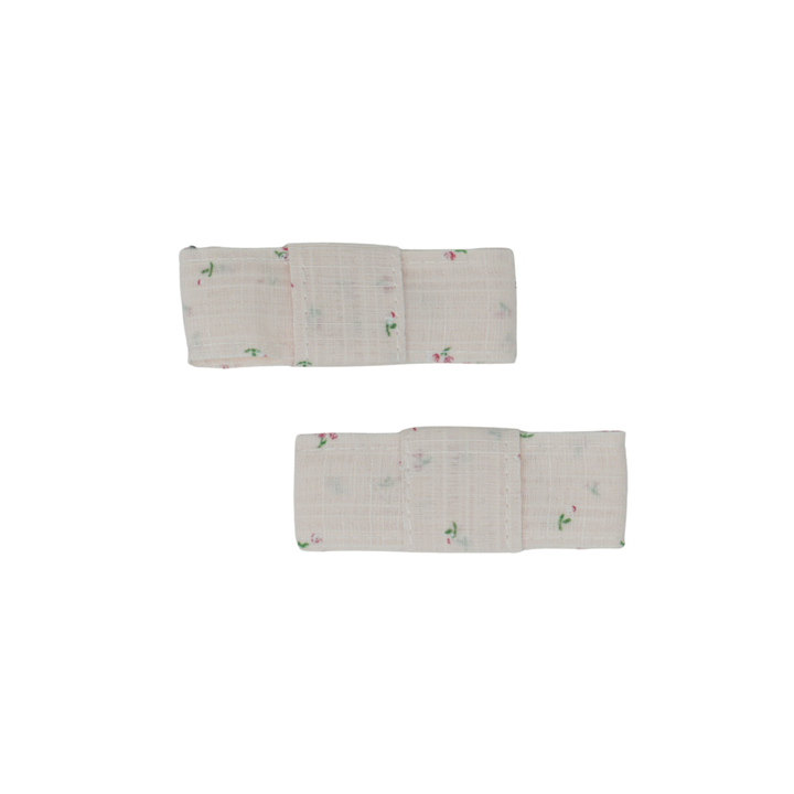 clip tiny floral linen bow set