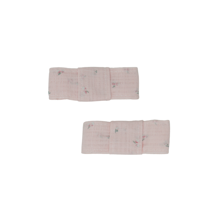 clip tiny floral linen bow set