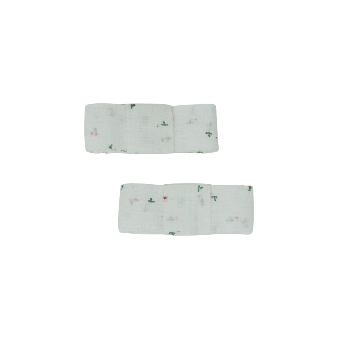 clip tiny floral linen bow set