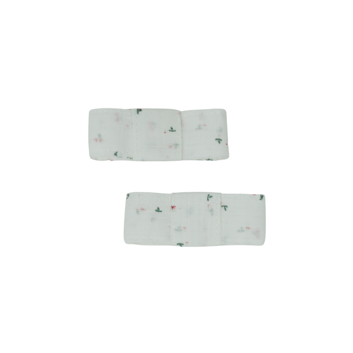 clip tiny floral linen bow set