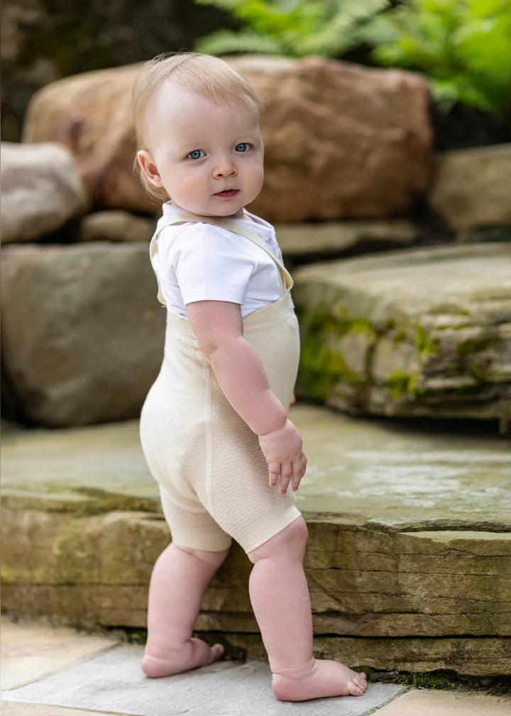 overall honey comb knit with suspenders