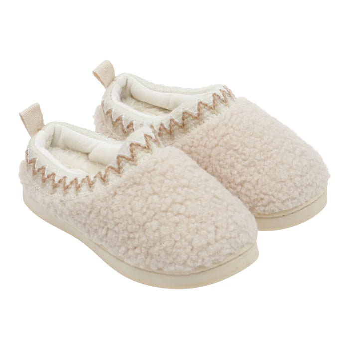 slipper shearling embroidered trim