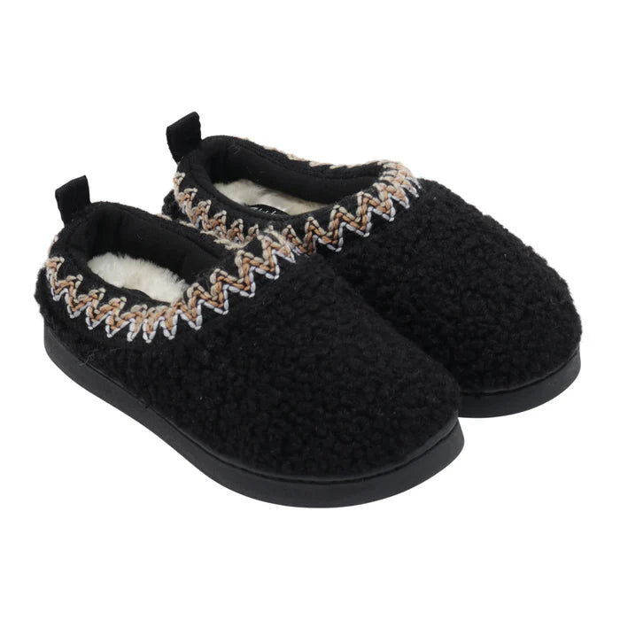 slipper shearling embroidered trim