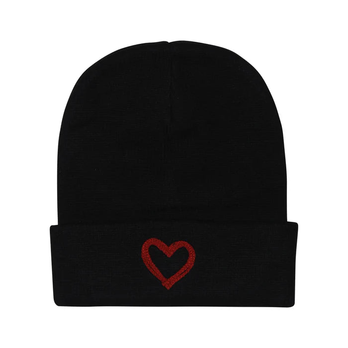 hat chain heart cuff beanie