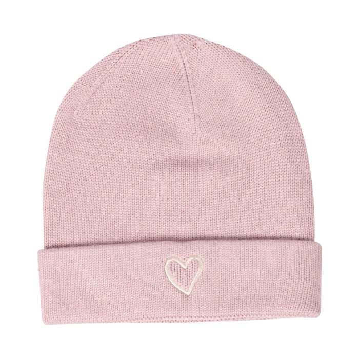 hat embroidered heart beanie with cuff