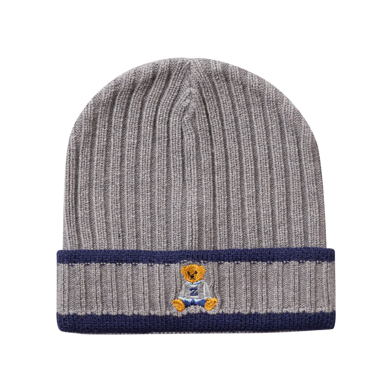 hat striped knit with teddy cuff