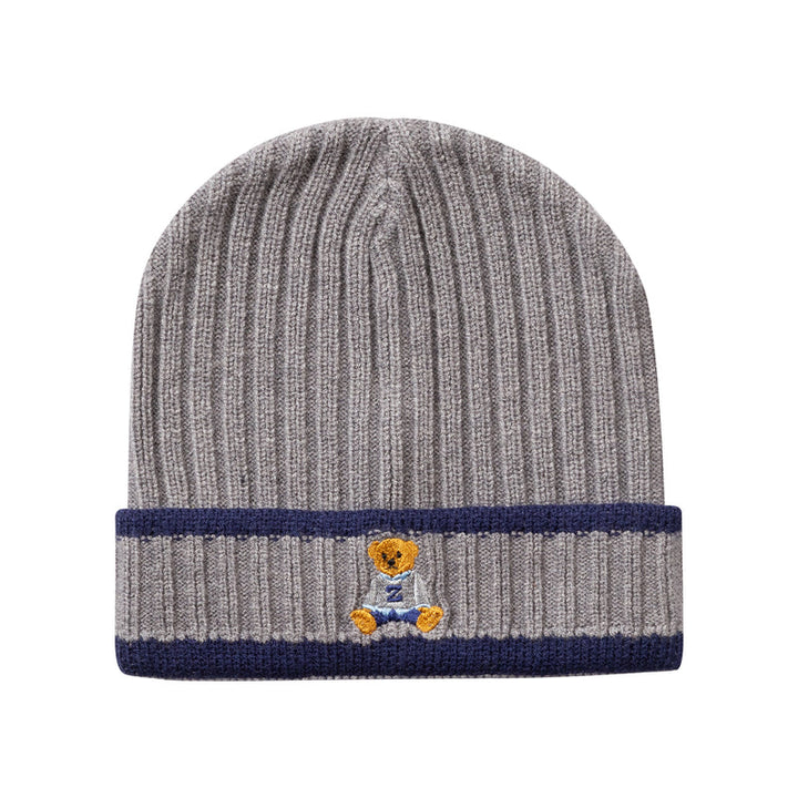 hat striped knit with teddy cuff