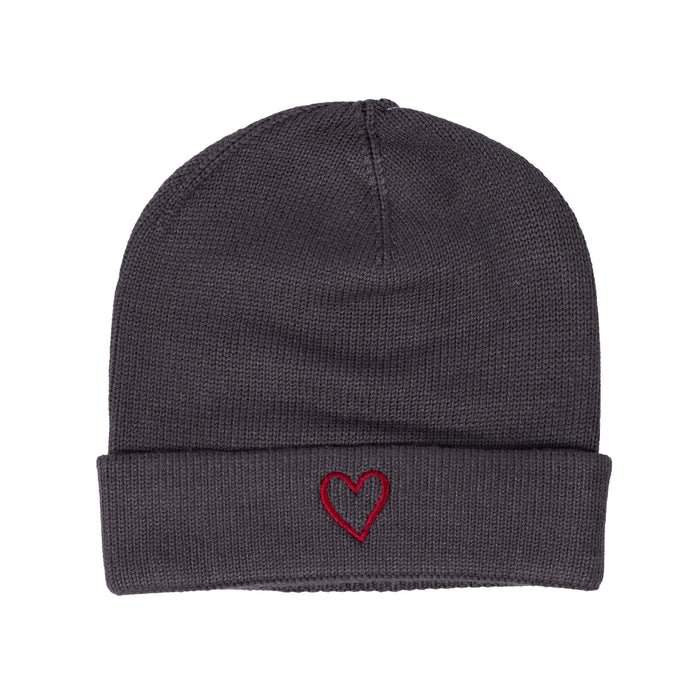 hat embroidered heart beanie with cuff