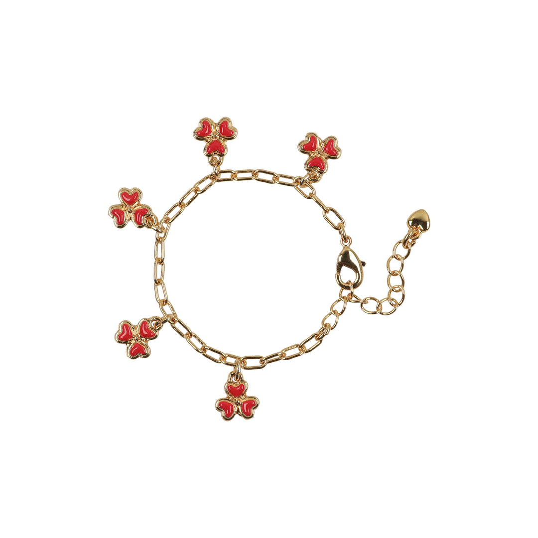 bracelet 3 heart clover charm