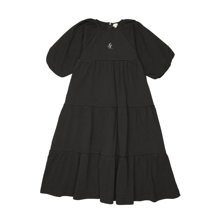 maxi dress 3/4 puff sleeves tiered