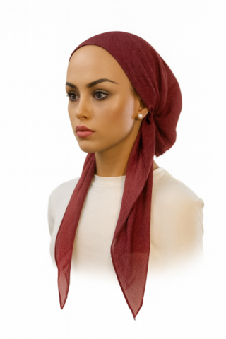 headscarf closed linen look print